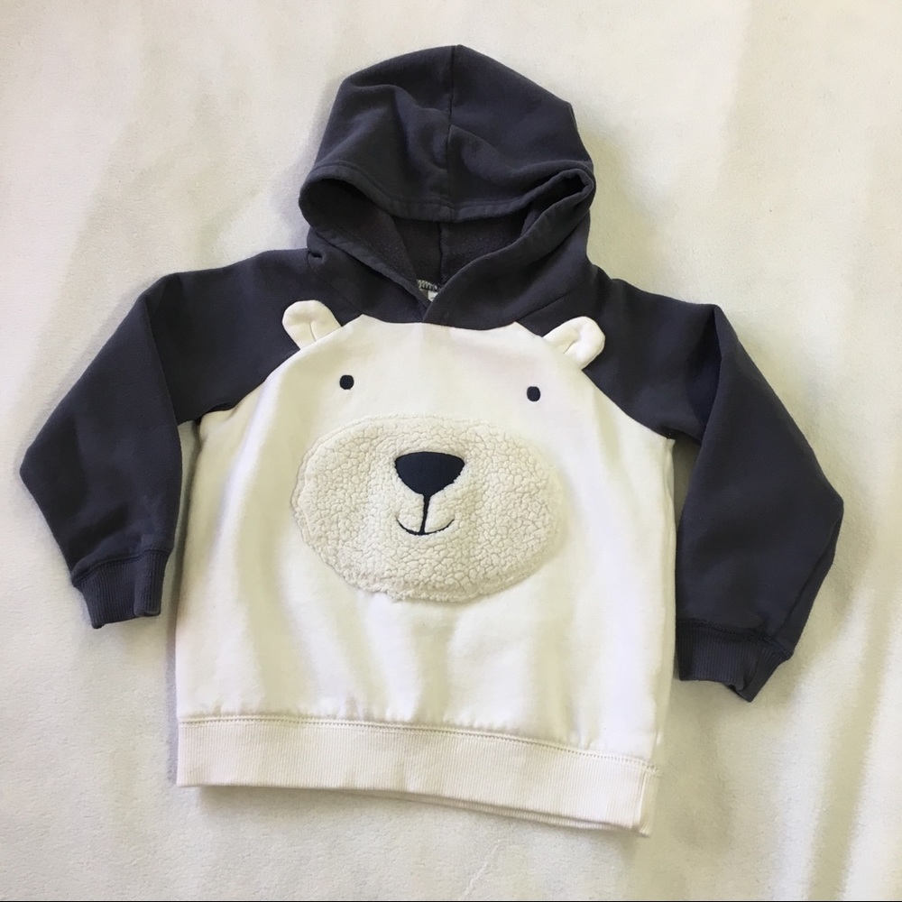 Carter’s 5T blue polar bear hooded sweatshirt